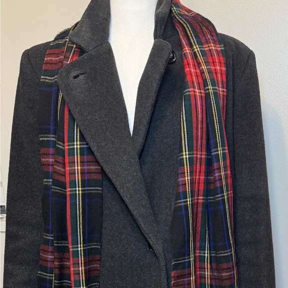 VTG Women's 12/14 Black Charcoal Union Made In USA Thick 100% Wool Long Trench - Picture 1 of 16